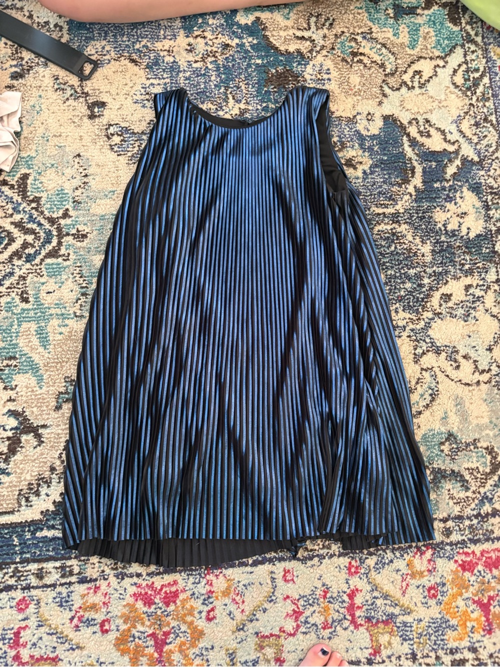 Sequin Hearts Girls Metallic Blue and Black Striped Dress